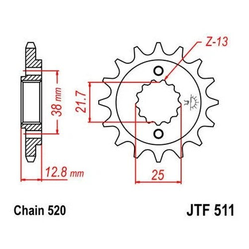 JT Front Sprocket 520 14T fits Kawasaki KLX650R 1993-1996