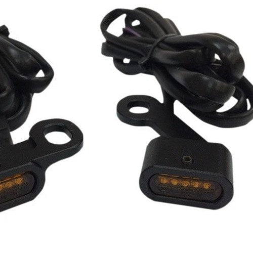 DS LED Handlebar Marker Lights Black Amber Lens Harley-Davidson XL 04-22