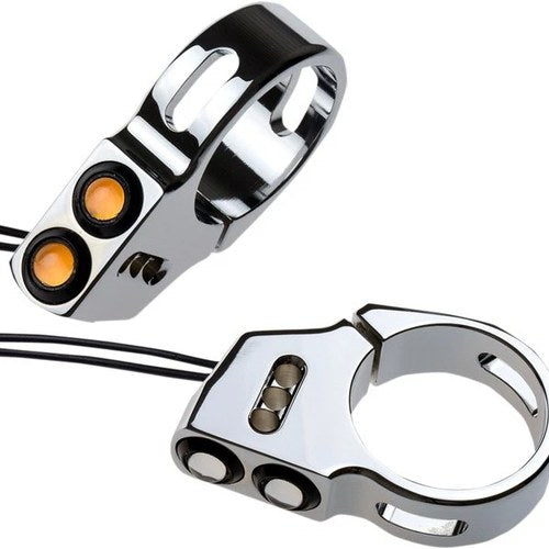 Joker Machine Fork Mount Rat Eye LED Turn Signals 41mm Amber Chrome