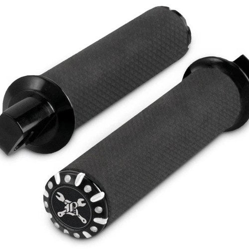 Burly Brand Universal Hawk Footpegs Machined Black #B13-1123BM Harley Davidson