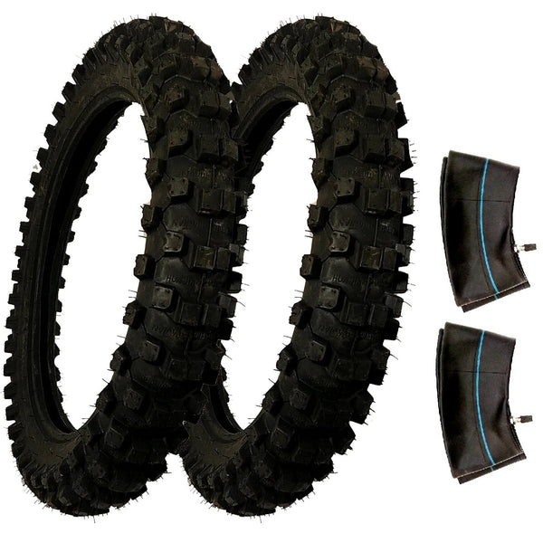 2 PK 80/100-12 Pit Bike Tires & Tubes For Klx Crf XR Minimoto Cross Country