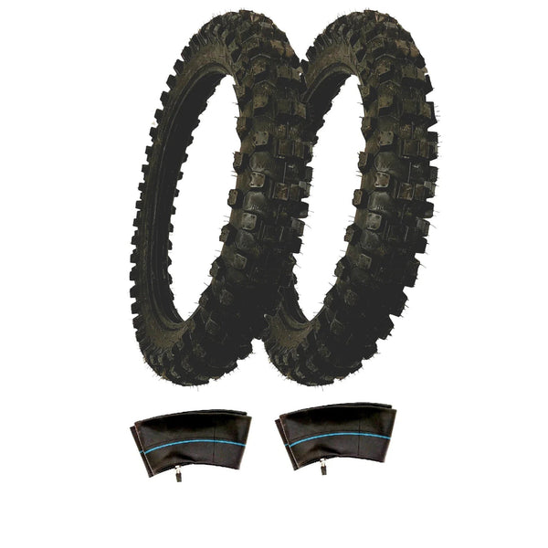 2 Pack 80/100-12 Pit Bike Klx Crf XR Knobby Tire & Tube ALL-TERRAIN Motorcycle