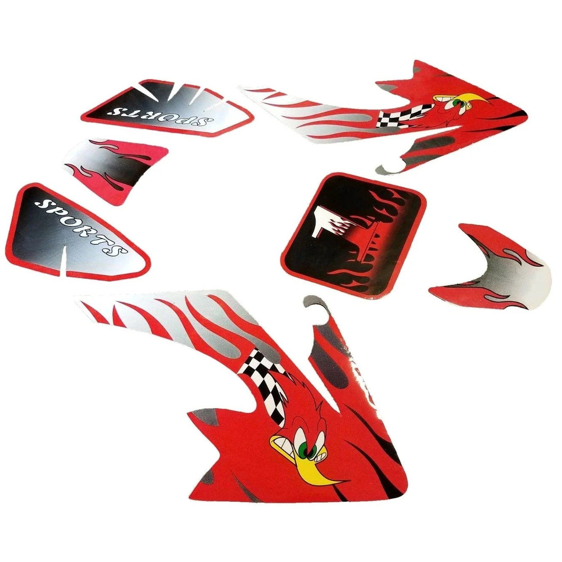 Dirt Pit Bike Red Flames Decal Stickers Fender For Honda XR50 CRF50 90CC SSR Sdg