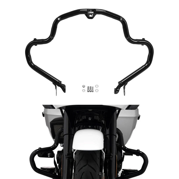 Black Highway Engine Guard Crash Bar Fit For Harley Cvo Road Street Glide 23-26