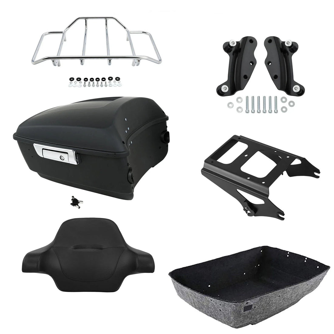 Matte King Trunk Backrest Rack Mount Docking Fit For Harley Electra Glide '09-13