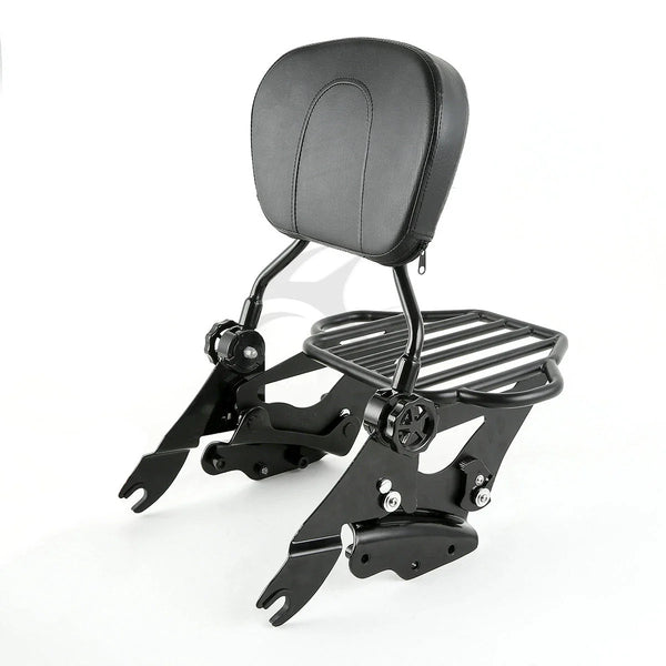 Backrest Pad Sissy Bar Rack & 4 Point Docking Fit For Harley Touring 2009-2013