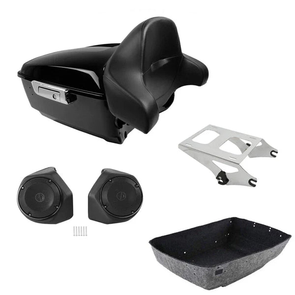 King Trunk Backrest Pad Speakers Mount Fit For Harley Touring Models 14-Up