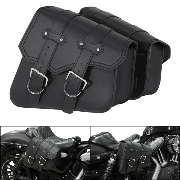 Black PU Saddle Bags Side Tool Bag Luggage Fit For Harley Sportster XL883 XL1200