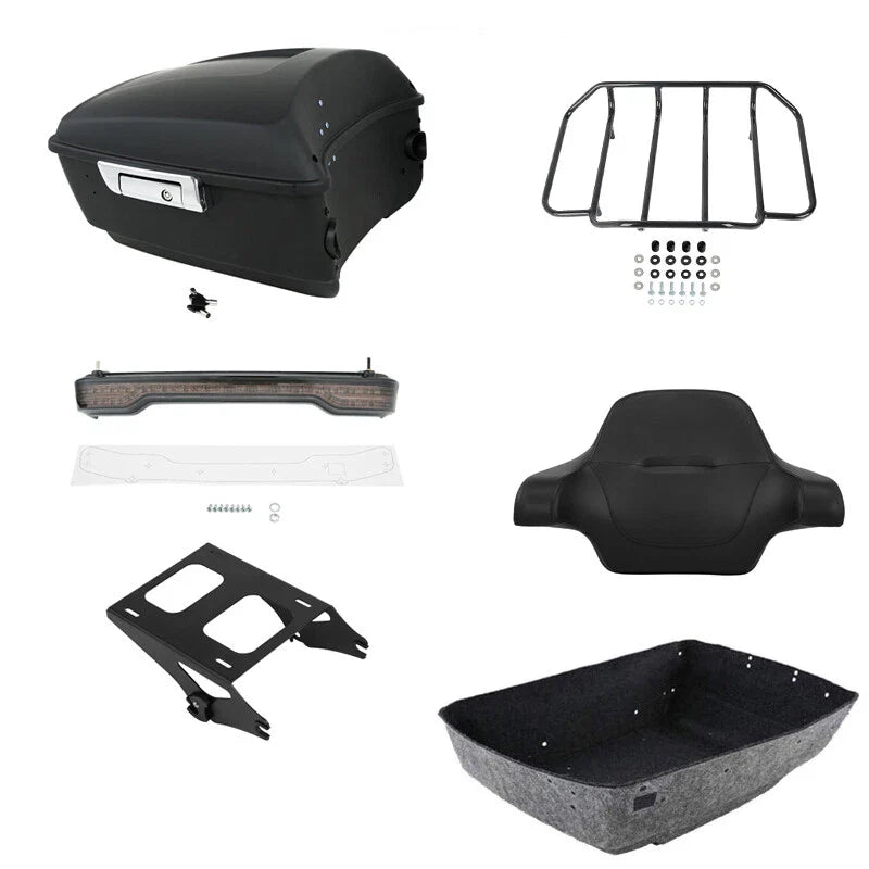 Matte Black King Trunk Pad Rack Light Mount Fit For Harley Street Glide 2014-26