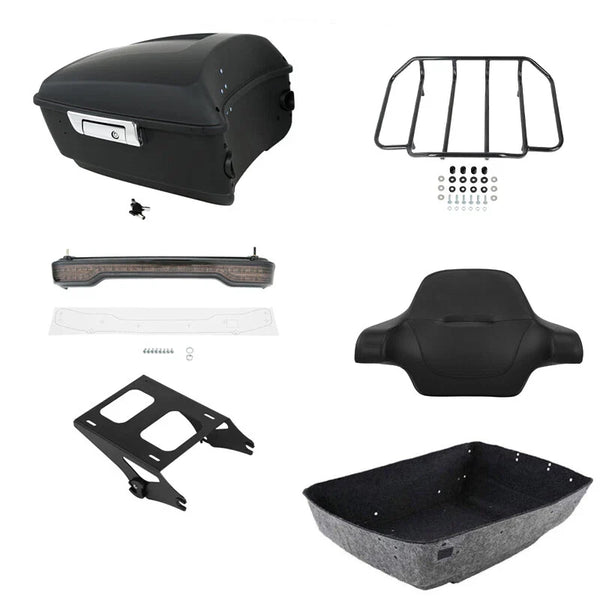 Matte Black King Trunk Pad Rack Light Mount Fit For Harley Street Glide 2014-26
