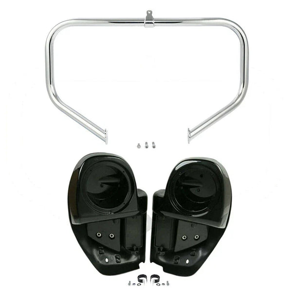 Lower Vented Fairing 6.5" Speaker Pod Crash Bar Fit For Harley Touring 2014-2024