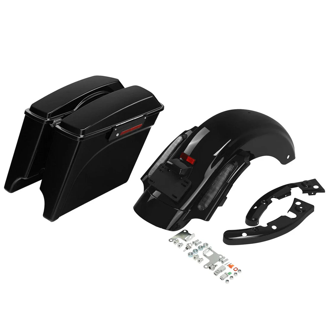 5" Extended Hard Saddlebags LED Rear Fender Fit For Harley Street Glide 09-13 12