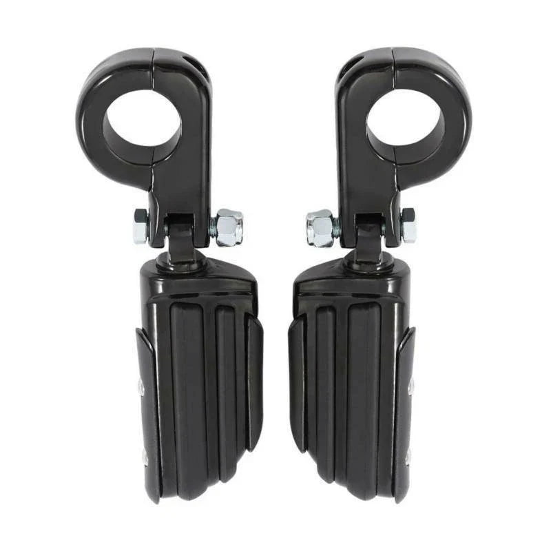 1 1/4" Black Highway Engine Guard Footpeg Footrest Mount Clamps Fit For Harley