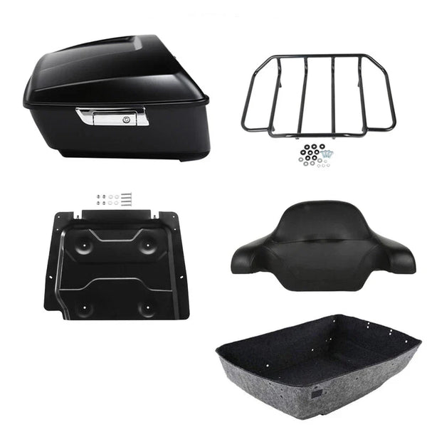 Matte Black King Trunk Backrest Pad Rack Plate Fit For Harley Touring 2014-2026