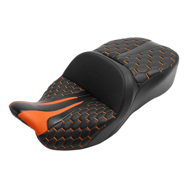 Black Orange Driver & Passenger Seat Fit For Harley Touring Street Glide 2009-23
