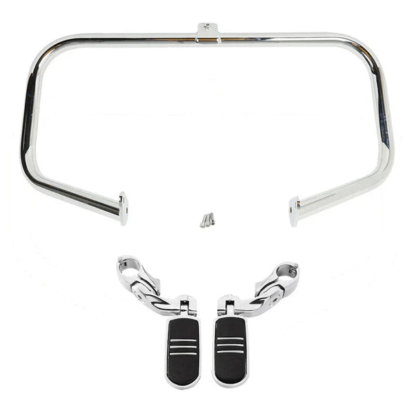 Chrome Engine Guard Highway Crash Bar Footpeg Fit For Harley Road King 1997-2008