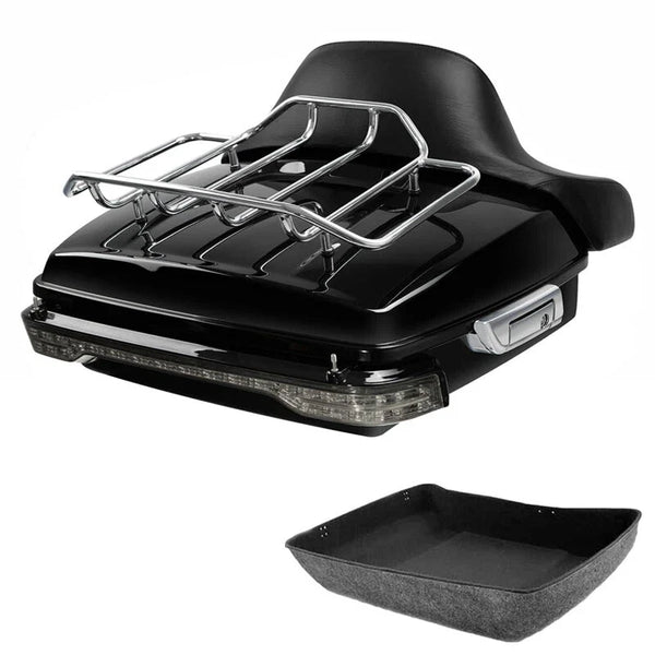 Chopped Trunk Backrest Rack LED Light Fit For Harley Touring Road Glide 14-26 25