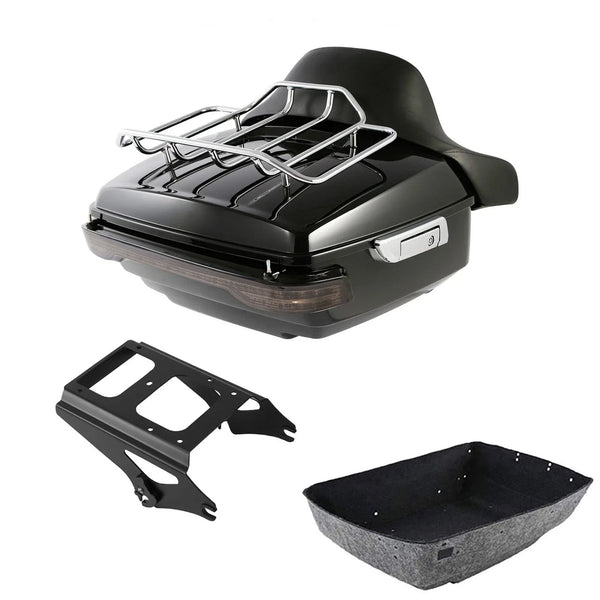 King Trunk Backrest LED Light Rack Mount Fit For Harley Electra Glide 2009-2013