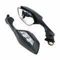 Rear View Mirrors LED Turn Signal Light Fit For Kawasaki Ninja ZX10R 16-25 Black