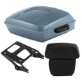 Chopped Trunk w/ Pad +Mount Rack Fit For Harley Touring Sharkskin Blue Firestorm