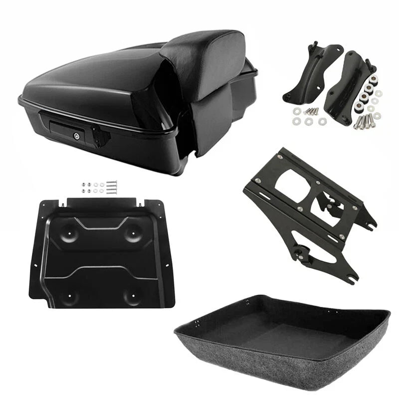 Black Chopped Trunk Backrest Mount Plate Fit For Harley Touring models 2014-2026