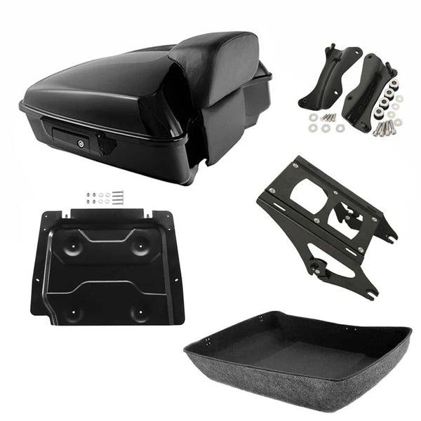 Black Chopped Trunk Backrest Mount Plate Fit For Harley Touring models 2014-2026