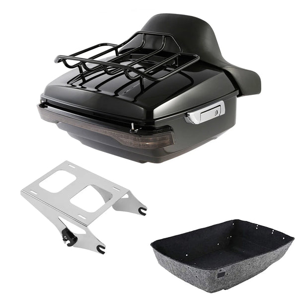 King Trunk Backrest Mount Rack Light Fit For Harley Touring Street Glide 2014-26