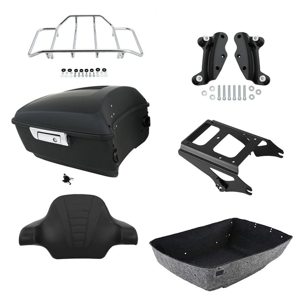 Matte King Trunk Backrest Pad Rack Mount Docking Fit For Harley Touring 09-13