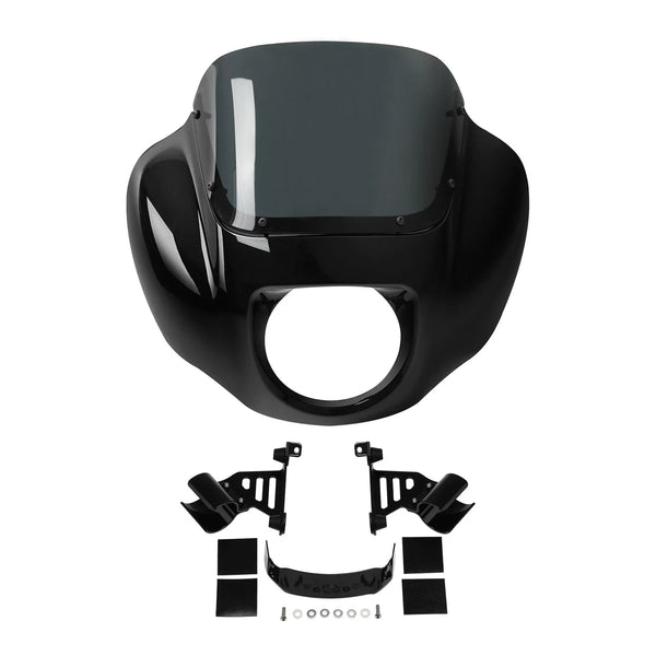 Vivid Black Headlight Fairing W/ Bracket Kit Fit For Harley Softail Fxbb 18-2025