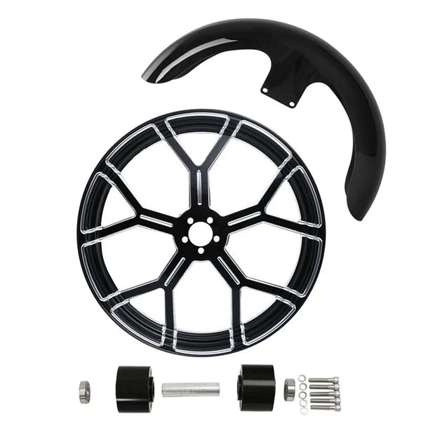 21" Front Fender Wheel Rim & Dual Disc Hub Fit For Harley Street Glide 2008-2024