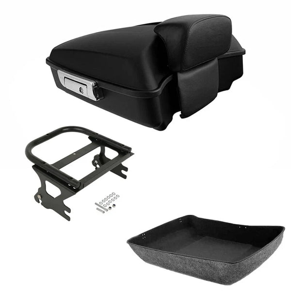 Matte Black Chopped Trunk Backrest Mount Fit For Harley Touring 97-2008