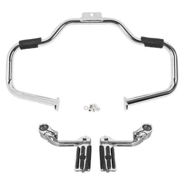 Mustache Engine Guard Highway Bar Footpegs Pegs Fit For Harley Softail 2000-2017