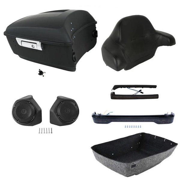 King Trunk Pad Speakers LED Lights Fit For Harley Touring Road Glide 2014-2026