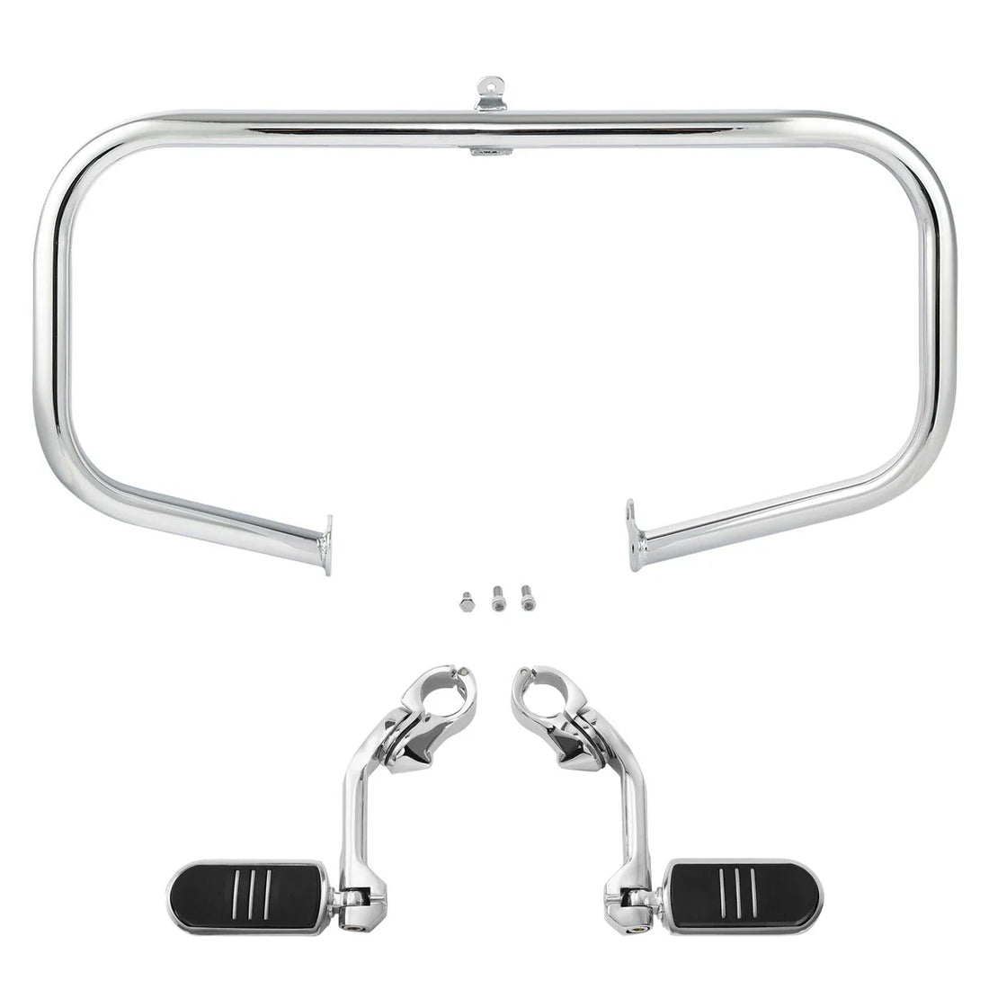 Chrome Highway Engine Guard Bar Long Angled Footpeg Fit For Harley Touring 09-24