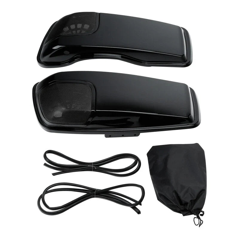 Black Saddlebag Lids Speaker Cutouts Fit For Harley Touring Road Glide 2014-2023