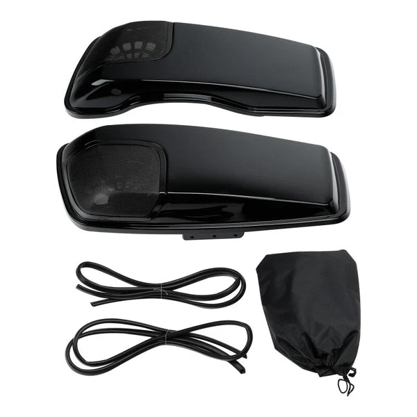 Black Saddlebag Lids Speaker Cutouts Fit For Harley Touring Road Glide 2014-2023