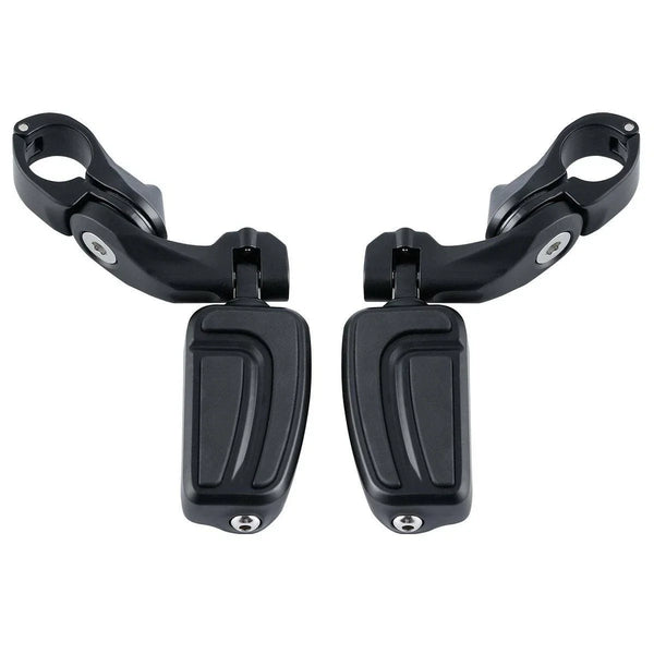 Matte Black Footpeg Foot Pedal Pegs 1 1/4" Short Angled Mounting Bracket Kit