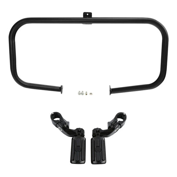 Black Engine Guard Crash Bar Footpegs Mount Fit For Harley Road King 1997-2008
