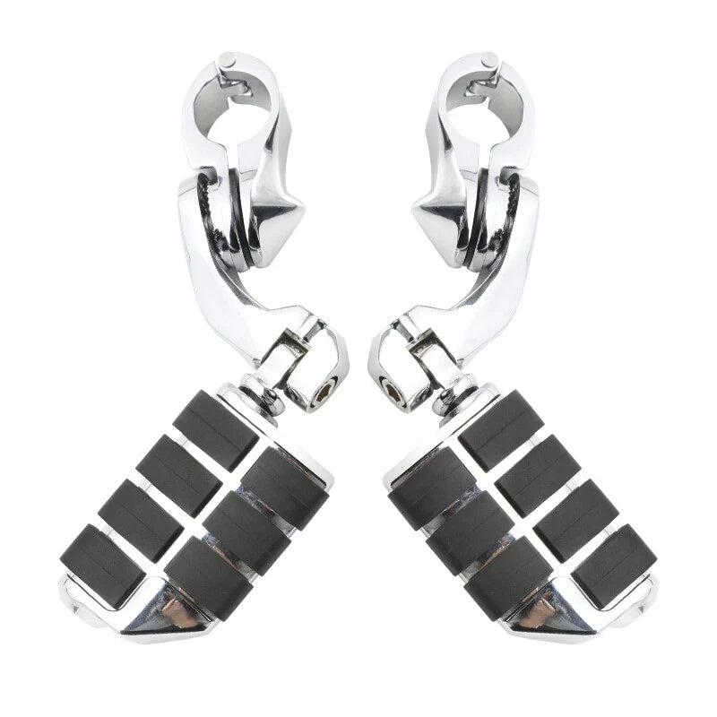For Harley 1 1/4" Engine Guard Highway Foot Pegs Footrest + Short Angled Clamps