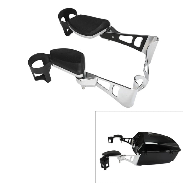 2x Rear Passenger Arm Rest w/ Drink Holder Fit For Harley Road Glide 14-25