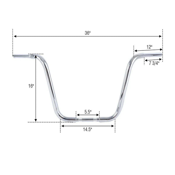 16" Rise Ape Hanger Bar 1-1/4" Handlebar Fit For Harley Softail Flst Fxst Chrome