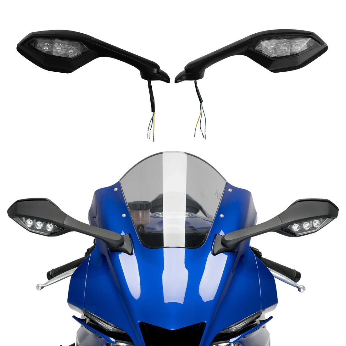 Pair Rear View Mirrors LED Turn Signals Fit For Yamaha Yzf R9 2025