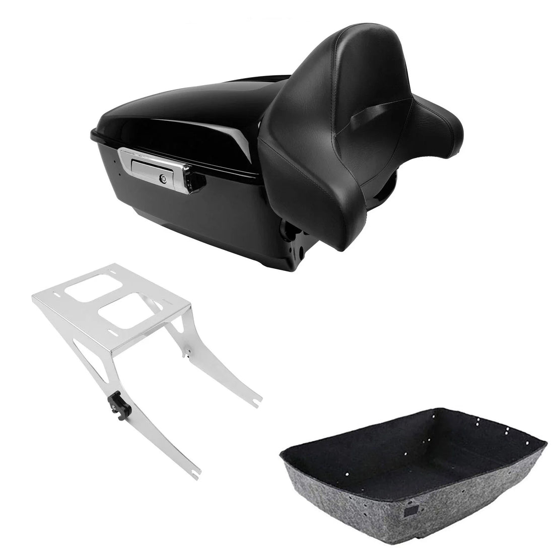 King Trunk Luggage Backrest Two-Up Mounting Rack Fit For Harley Fat Boy 2008-17