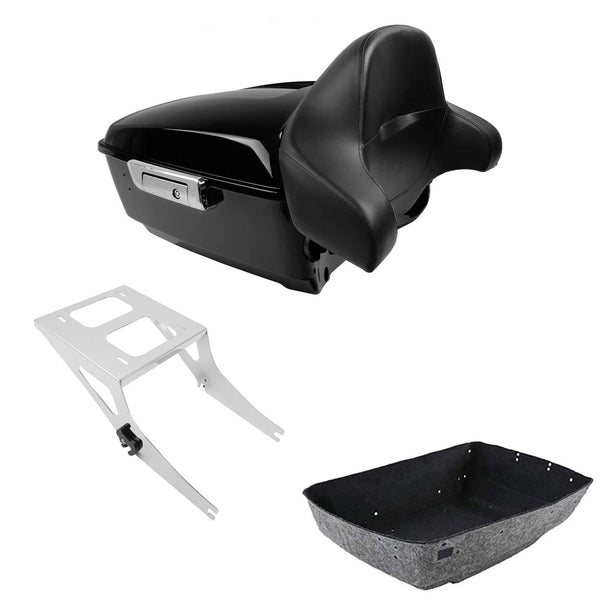 King Trunk Luggage Backrest Two-Up Mounting Rack Fit For Harley Fat Boy 2008-17