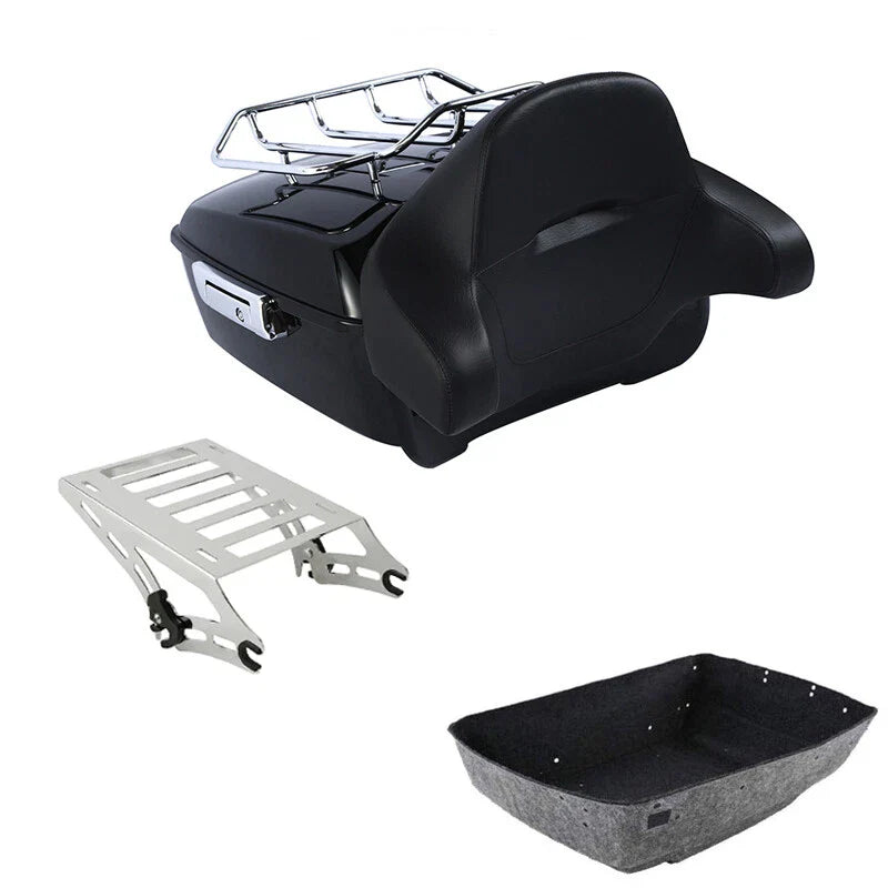 King Trunk Backrest Rack Two Up Mount Fit For Harley Touring Road Glide 14-26 25