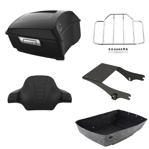 Matte King Trunk Luggage Backrest Two-Up Mount Rack Fit For Harley Touring 97-08