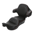 Black+Red Driver Passenger Seat Backrest Pad Fit For Harley Touring 2014-2023