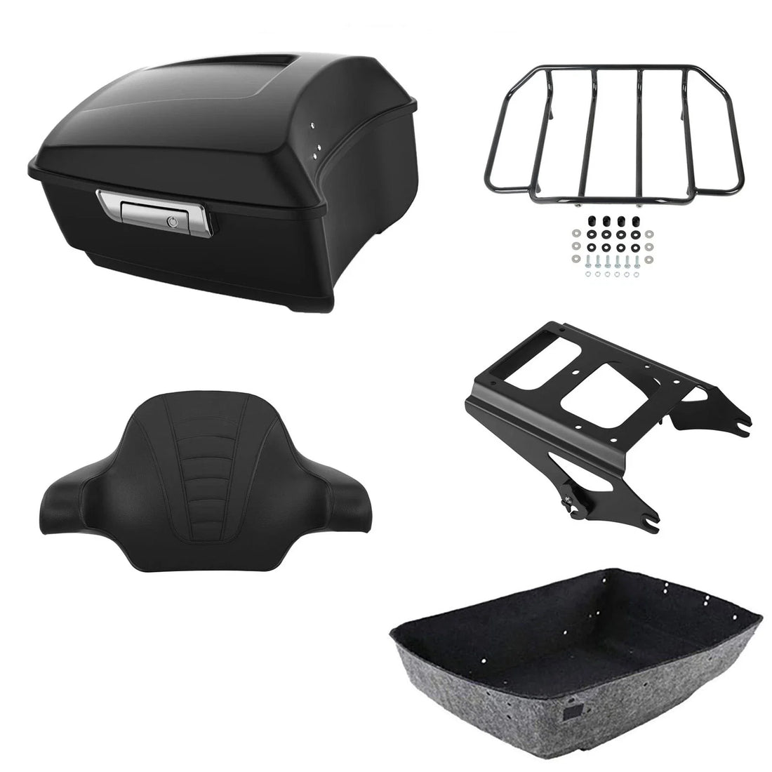Matte Black King Trunk Backrest Rack Mount Fit For Harley Street Glide 09-2013