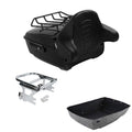 Black King Trunk Two Up Mount Rack Fit For Harley Touring Road Glide 97-08