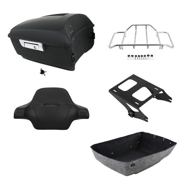 Matte King Trunk Backrest Rack Mount Fits For Harley Touring Street Glide 14-26